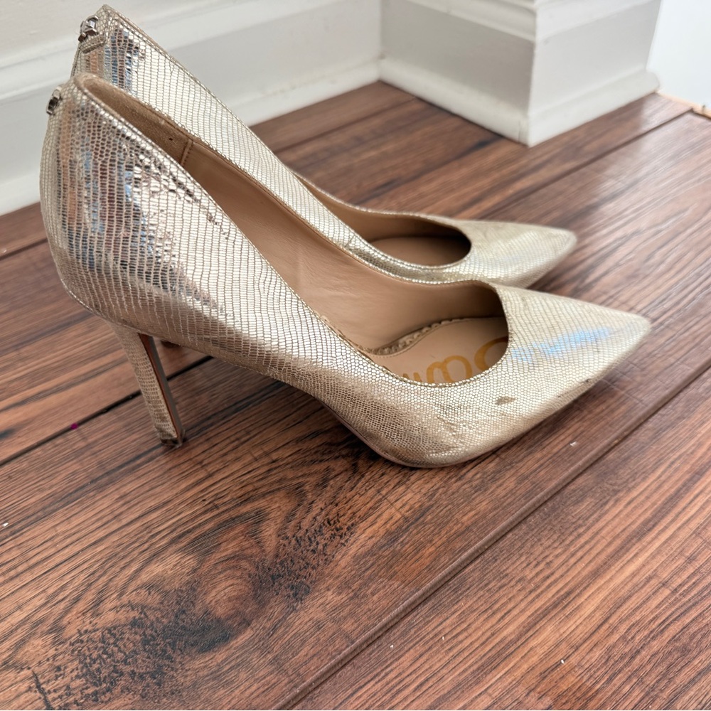 Sam Edelman Metallic Gold Pointed Heels